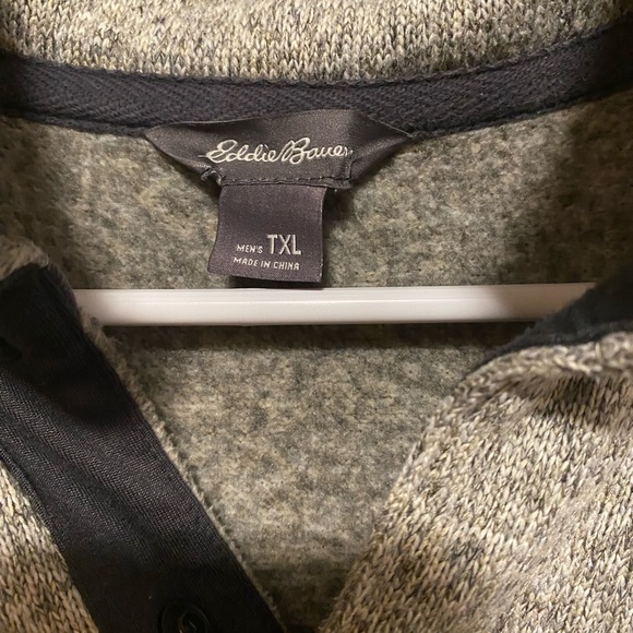 Eddie Bauer Fleece Snap Sweater Adult TXL Mock Pullover Mens-Like New. - Picture 2 of 3